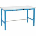 Global Industrial 96 x 30 Adjustable Height Workbench, Power Apron, Laminate Square Edge Blue 606980BBLA